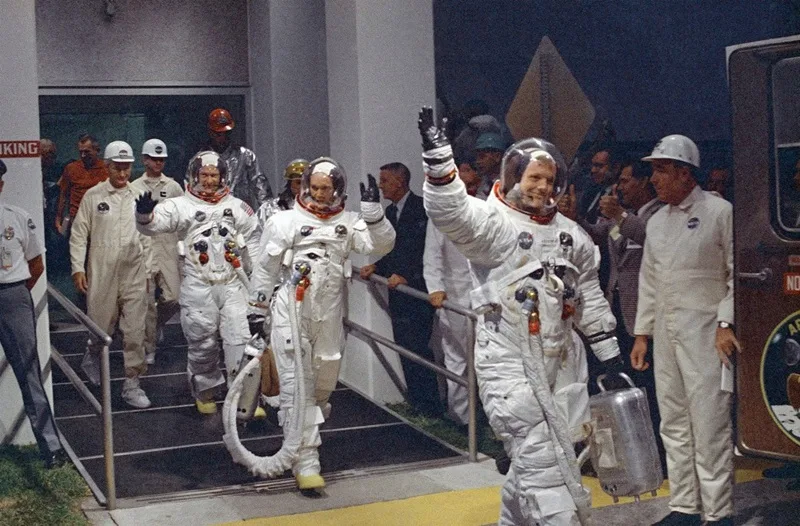 Ba thành viên phi hành đoàn lịch sử của sứ mệnh Apollo 11.